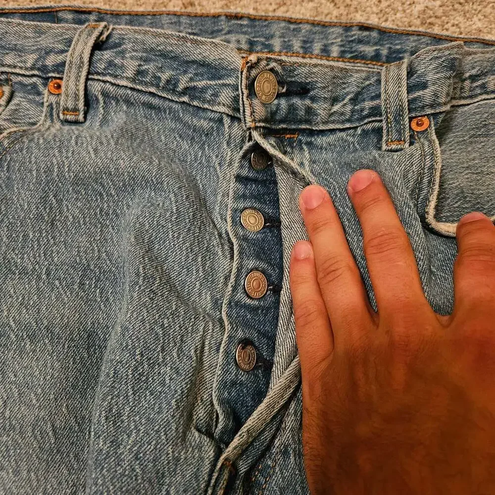 Levi's 501 '93 Straight Jeans Salt and Pepper Size W38 L32 Blue Wash Denim